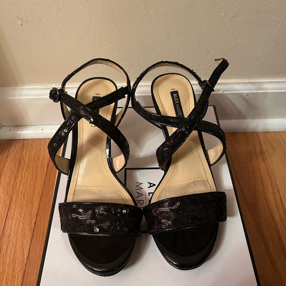 Black sequin heels